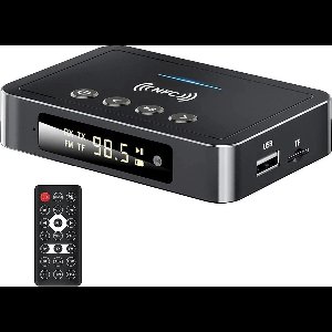 Bluetoolz® | BT-M 6 | Bluetooth 5.0 zender - ontvanger | Inclusief afstandsbediening - NFC chip | micro SD kaart en USB weergave | Bluetooth Transmitter - 2-in-1 Zender en Ontvanger - Audio Adapter - Aansluitingen: 3.5mm AUX - RCA - Optisch - Coax
