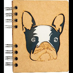 KOMONI - Duurzaam houten Notitieboek - Dagboek - Gerecycled papier - Navulbaar - A6 - Gelinieerd -  Hondje