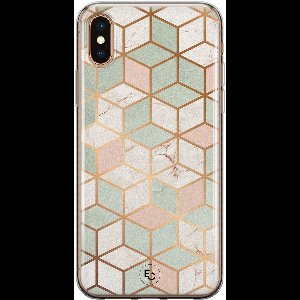 Hoesje geschikt voor iPhone Xs Max - Pastel Kubus - Soft Case - TPU - Print - Multi - ELLECHIQ