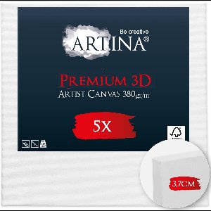 Artina Set van 5 Schildersdoeken 20x20 cm 3D Premium - Voorgerekte Doeken Wit met FSC® Houten Spieraam Stabiele Voorbehandelde Canvas Schildersdoek 380g/m²
