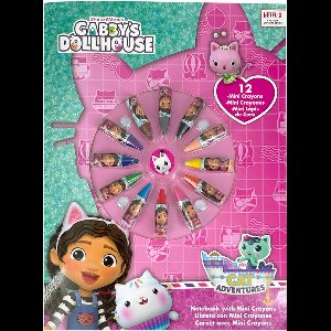 Gabbys Poppenhuis -Notitieboek - 12 mini Krijtjes - A4 Schrift