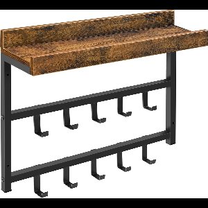 Wandkapstok Industrieel Bruin – Compacte Kapstok – 10 Haken – IN-HOMEXL Tridente – 60,5x15x45 cm