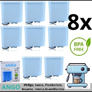 8 x ANGO waterfilter filter vervanging voor Saeco & Philips AquaClean koffiemachine CA6707, CA6903, CA6903/00, CA6903/01, CA6903/10, CA6903/99. Incanto Serie™, Intelia Deluxe Serie™, PicoBaristo Serie™, GranBaristo Serie™, Exprelia Serie™, Xelsis