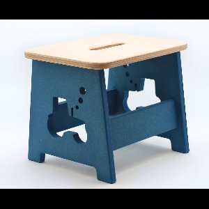 Houten kruk voor kinderen - Kinderkruk - Opstapje - Blauw - Tractor