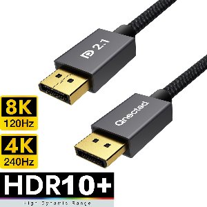 Qnected® DisplayPort 2.1 kabel 2 meter - 4K 240Hz & 8K 60Hz Ultra HD - VESA Certified - Graphite Grey