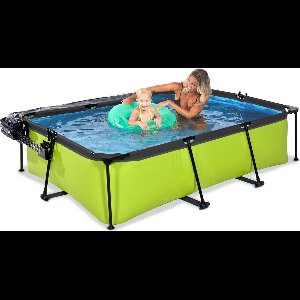 EXIT Lime zwembad 220x150x65cm met filterpomp en overkapping - groen