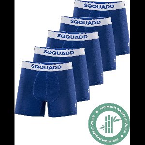 SQQUADD® Bamboe Ondergoed Heren - 5-pack Boxershorts - Maat XL - Comfort en Kwaliteit - Voor Mannen - Bamboo - Blauw