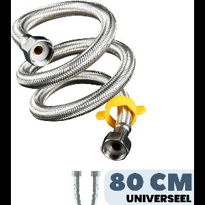 EcoRain© Universele Verleng Aansluiting Slang 80 CM - Anti Lek - Universele Aansluiting Maat G Â½ 1/2 - Draai Aansluiting - Doucheslang van Messing en RVS 304 - 2 Jaar Garantie - Chroom