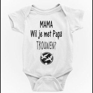Passie voor stickers Baby rompertjes met tekst: Mama wil je met papa trouwen  50/56