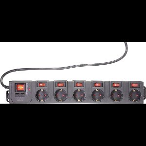 Renkforce RF-3313344 Overspanningsveilige stekkerdoos Zwart Randaarde stekker 1 stuk(s)