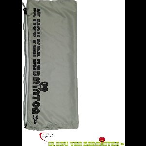 'Ik hou van badminton' draagtas / beschermhoes - grijs / zwart - 75x30cm