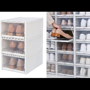 3x Fedec Stapelbare Schoenenorganiser - Schoenenbox - Schoenendoos - Schoenenboxen - Schoenendozen - Schoenenopbergers - Transparant