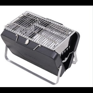 Mini barbecue koffer - Houtskool BBQ - zwart - draagbaar - maat S