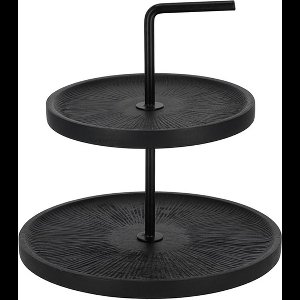 XEMM Etagere - Mango hout - 2 laags - ∅26 x 28 cm - Zwart