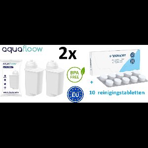 2 X WATERFILTER AQUAFLOOW INTENSIEVE vervanging VOOR koffiemachine SIEMENS - BOSCH - NEFF - GAGGENAU + extra Tabletten voor het reinigen en ontvetten van de koffiemachine - 10 x 2g - universele reinigingstabletten