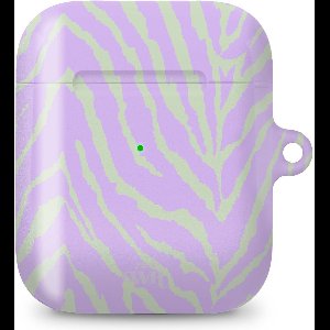 xoxo Wildhearts hoesje geschikt voor AirPods 1 / 2 - Main Character - Glossy - Ook als telefoonhoesje verkrijgbaar - schokbestendige case - koptelefoon hoesje - Glimmend - Beschermhoes met zebraprint - dierenprint hoesje - Paars - Groen