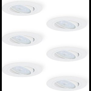 6x HOFTRONIC Pittsburg - Kantelbare inbouwspot - LED - Rond zaagmaat 75mm - Wit - Dimbaar - 5 Watt - 350 lumen - 230V - 6400K Daglicht wit - Verwisselbare GU10 - Plafondspots - Inbouwspot voor binnen - 2 jaar garantie