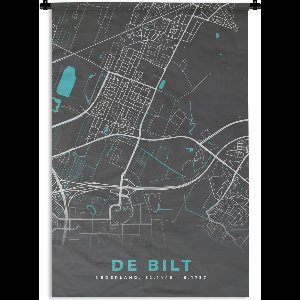 Wandkleed - Wanddoek - De Bilt - Stadskaart - Kaart - Plattegrond - 120x180 cm - Wandtapijt