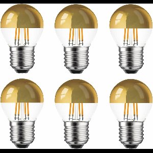 6 stuks | Ledmaxx LED kopspiegellamp goud 4W 360lm 2700K Niet-Dimbaar P45 | E27 | Extra Warm Wit | 4 watt | 15.000 Branduren