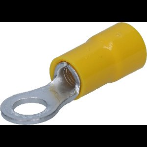 Verpakking met 100 stuks Kalitec RKSGM6 ringkabelschoenen 4-6mm² I gedeeltelijk geïsoleerd M6 geel I koper I PVC kraag I voor het verbinden van kabels of strengen I kabelschoen I kabelconnector I beschermt elektrische verbindingen