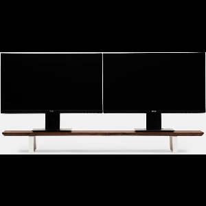 Oakywood Desk Shelf - Massief Walnoot / Wit - Echt Hout Dual Monitor Standaard Beeldschermverhoger Clean Desk Ergonomisch Stijlvol