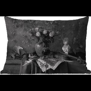 Buitenkussens - Tuin - Stilleven - Viool - Zwart - Wit - 50x30 cm