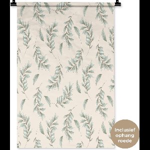 Wandkleed - Wanddoek - Bladeren - Vintage - Roze - 60x90 cm - Wandtapijt