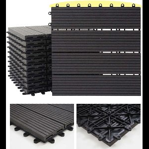 Cosmo Casa WPC Vloertegel - Houtlook - Balkon/Terras - 11x elk 30x30cm = 1m² - Basis - Antraciet - Lineair