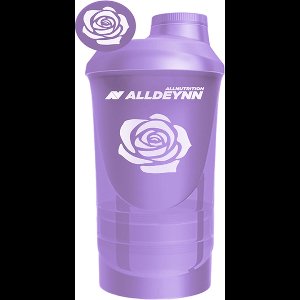 Alldeynn | Shaker | 6 delige shaker | 600ml | Voor het maken van Shake's | Violet | extra compartimenten voor poeder en/of pillen Nutriworld
