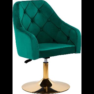 Draaistoel LUX groen fluweel - salonstoel - decor - visagie stoel - kapper stoel - fluweel - gouden stoel