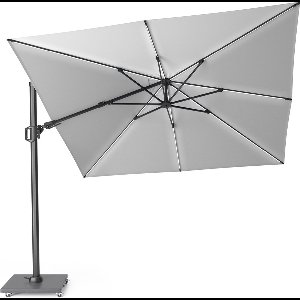 Platinum Sun & Shade – Zweefparasol - Challenger T² Glow - 300x300cm - Lichtgrijs – Dubbel Kantelbaar – 360° Draaibaar – 96% UV protectie