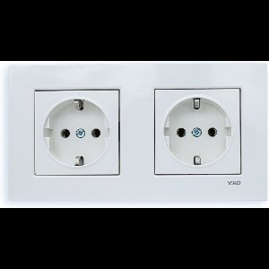 Stopcontact Inbouw (Dubbel)Panasonic Viko Wandcontactdoos-WIT-Randaarde-Inclusief Afdekraam-Karre Serie