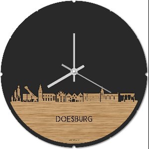 Skyline Klok Rond Doesburg Bamboe hout - Ø 44 cm - Stil uurwerk - Wanddecoratie - Meer steden beschikbaar - Woonkamer idee - Woondecoratie - City Art - Steden kunst - Cadeau voor hem - Cadeau voor haar - Jubileum - Trouwerij - Housewarming -