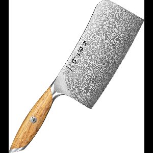 Hezhen X01 Flagship Series - Hakbijl (slagersmes) - Damascus Poederstaal (73 laags met kern van 14Cr14MoVNb) – Olijfhout – Professioneel vlijmscherp damastmes - Inclusief mooie geschenkdoos