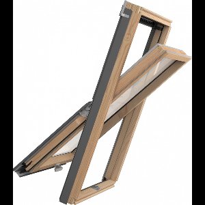 Solstro Dakraam met Smal Kozijn, Grenenhout, Dubbele Beglazing, Gekoppeld aan Leigootstuk - S6A, 114 x 118 cm