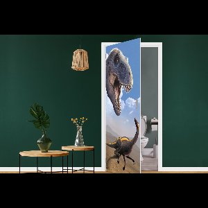 Deursticker kinderkamer - Kinderkamer decoratie - Dino - Wilde dieren - Tekening - Kinderen - Jongens - Kinderen - 90x215 cm - Slaapkamer decoratie
