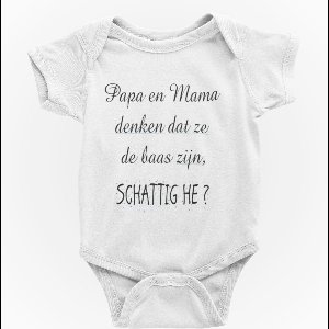 Passie voor stickers Baby rompertje: Papa en Mama denken dat ze de baas zijn, schattig he  86/92