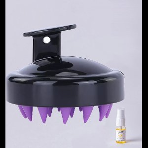Aurgan Scalp Massager -Massagekam - hoofdhuid massage - shampookam - paars/zwart - inclusief 10 ml arganolie
