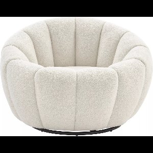Vente-unique Draaiende schelpfauteuil in wit bouclé COSSATO