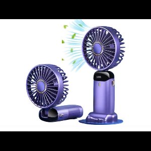 Geschikt voor Draagbare Hand Ventilator - Airco Verkoeling 5 standen USB Oplaadbaar - Nek Ventilator -Draadloos & Oplaadbaar - Paars