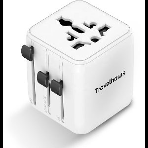 Travelhawk Universele Wereldstekker - Reisstekker - Internationale Reisstekker voor 150+ landen - Amerika (USA) - Engeland (UK) - Australië - Azië - Zuid Amerika - Afrika - Wereldstekkers - Zwart