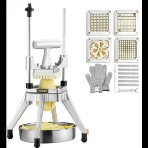 Frietsnijder Set - Frietsnijder - Patatsnijder - Roestvrijstaal - 4 bladen - Inclusief RVS schaal - 9 kg