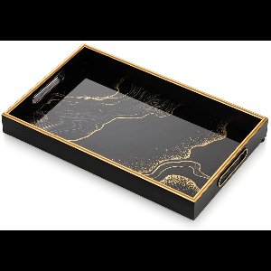 IvoQ Luxe Dienblad – Zwart & Goud – Stijlvol & Duurzaam – 45x30 cm
