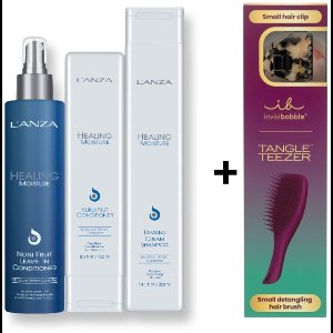 Lanza Healing Moisture Shampoo & Conditioner + Moi Moi Moisturizing Mist + Tangle Teezer