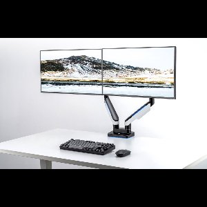 Dubbele Monitor Arm RBG Kleuren | LED Gaming | Met Gasveer en Makkelijke Bevestiging