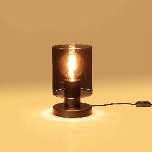 DMQ Elmira Tafellamp Zwart Smoke Glas - Echt Rookglas - Tafellamp smoke glass - E27