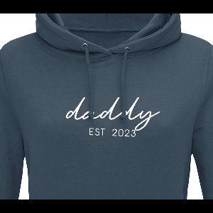 Hoodie heren met capuchon - Sweater heren capuchon - Cadeau papa - Cadeau papa kerst - Cadeau papa vaderdag - Daddy est 2023 - Blauwgrijs S