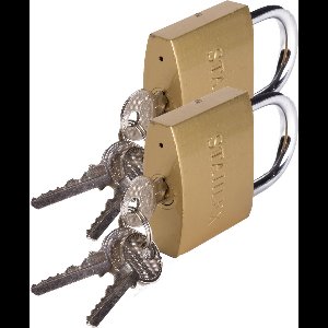 Stahlex Hangslot met 3 sleutels - 2x - 60 mm - messing - kofferslot