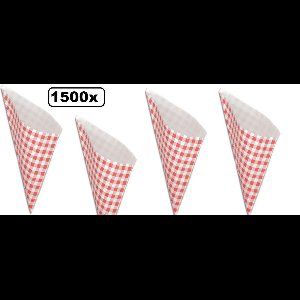 5 kg Papieren Patatzak | Boerenbont | Rood | Puntzak | Frietzak  - Patat friet frites bakje snack zak