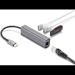 PEPPER JOBS USB C HUB TCH-2 | 2-in-1 USB C Adapter | USB A Ethernet Universeel